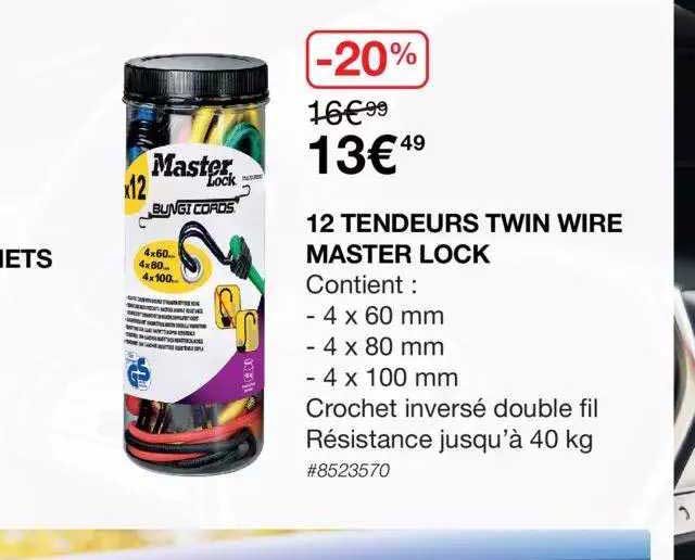 12 tendeurs twin wire master lock