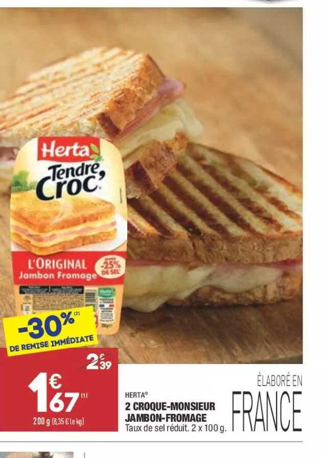 2 croque-monsieur jambon-fromage herta