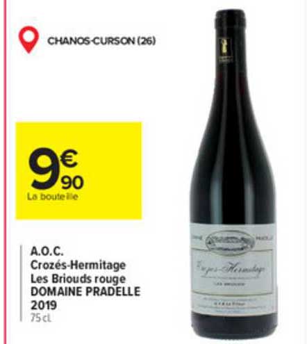 a.o.c. crozés-hermitage les briouds rouge domaine pradelle 2019