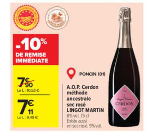 a.o.p. cerdon méthode ancestrale sec rosé lingot martin