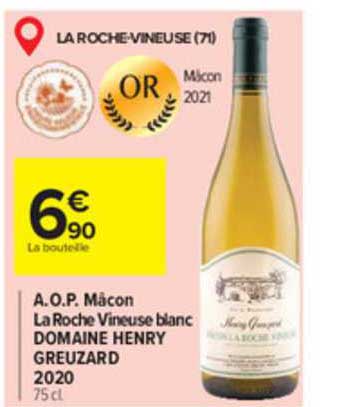 a.o.p. mâcon la roche vineuse blanc domaine henri greuzard 2020