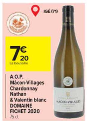 a.o.p. mâcon-villages chardonnay nathan & valentin blanc domaine fichet 2020