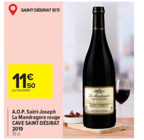 a.o.p. saint-joseph la madragore rouge cave saint-désirat 2019