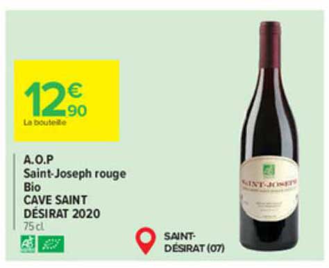 a.o.p. saint-joseph rouge bio cave saint désirat 2020