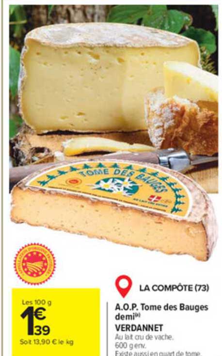 a.o.p. tome des bauges demi verdannet