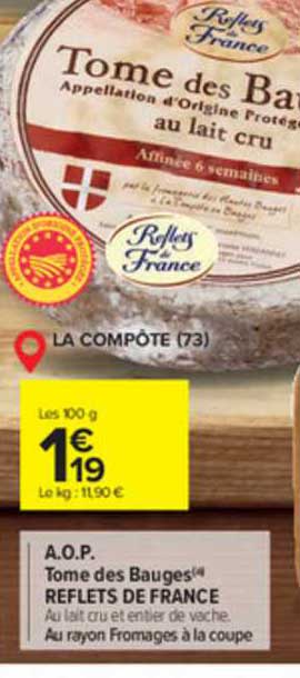 a.o.p. tome des bauges reflets de france