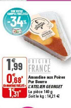 amandine aux poires pur beurre l'atelier georget