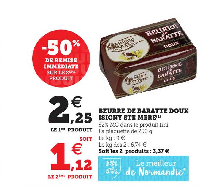 Beurre De Baratte Doux Isigny Ste Mère