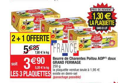 beurre de charentes poitou aop doux grand fermage