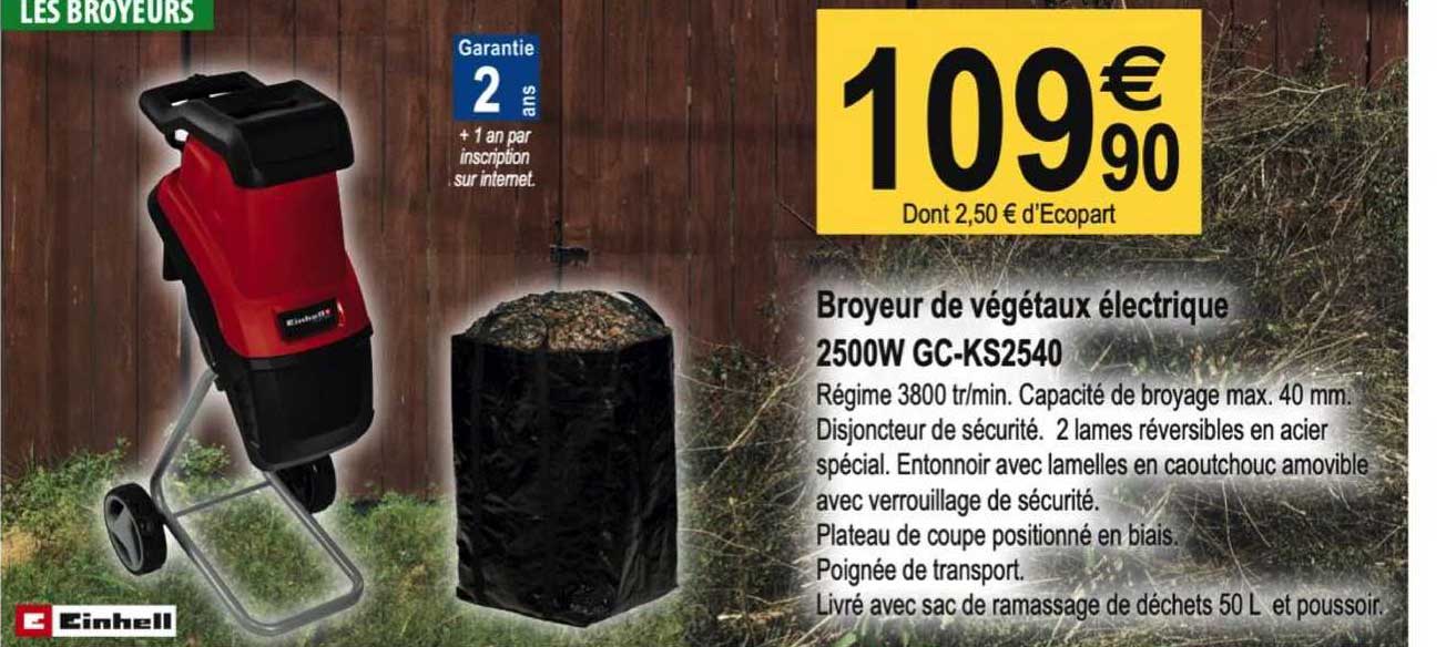 broyeur de végétaux électrique 2500w gc-ks2540 einhell
