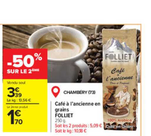 café à l'ancienne en grains folliet
