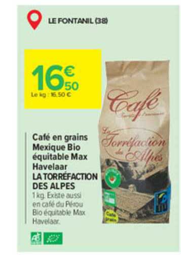 café en grains mexique bio équitable max havelaar la torréfaction des alpes