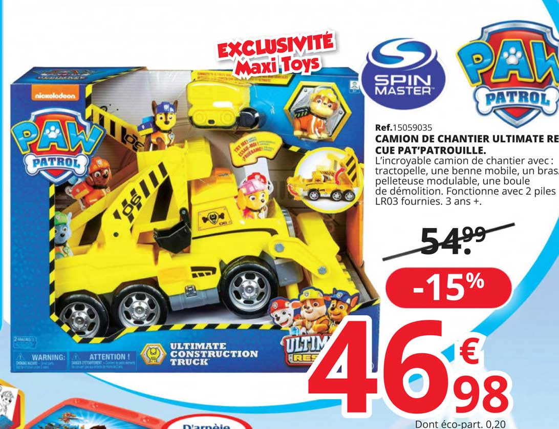camion de chantier ultimate recue pat'patrouille spin master