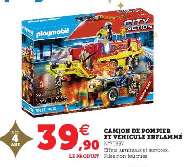 camion de pompier et véhicule enflammé