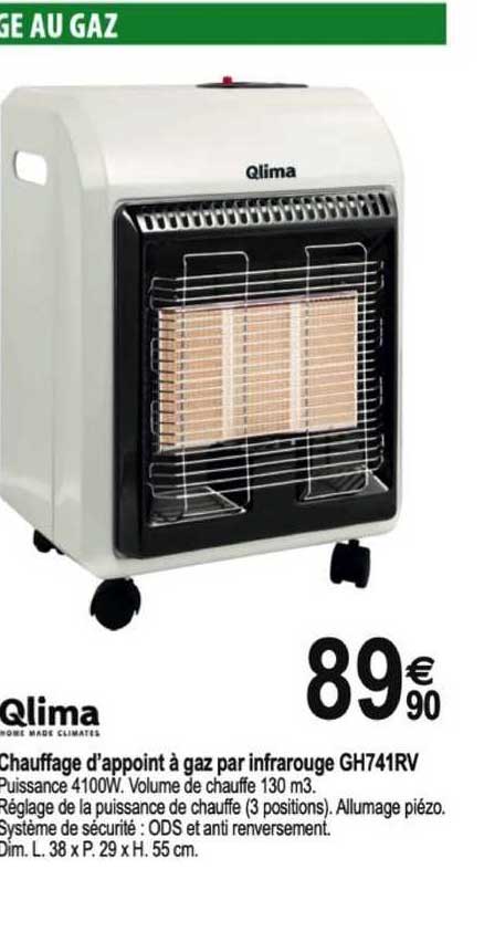 chauffage d'appoint à gaz par infrarouge gh741rv qlima