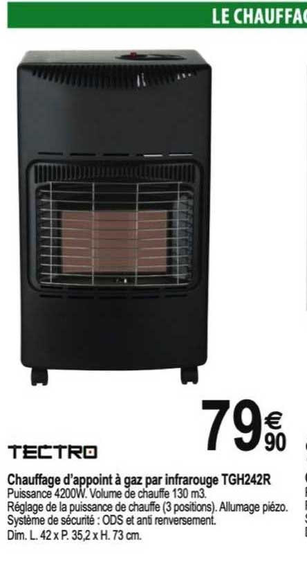 chauffage d'appoint à gaz par infrarouge tgh242r tectro