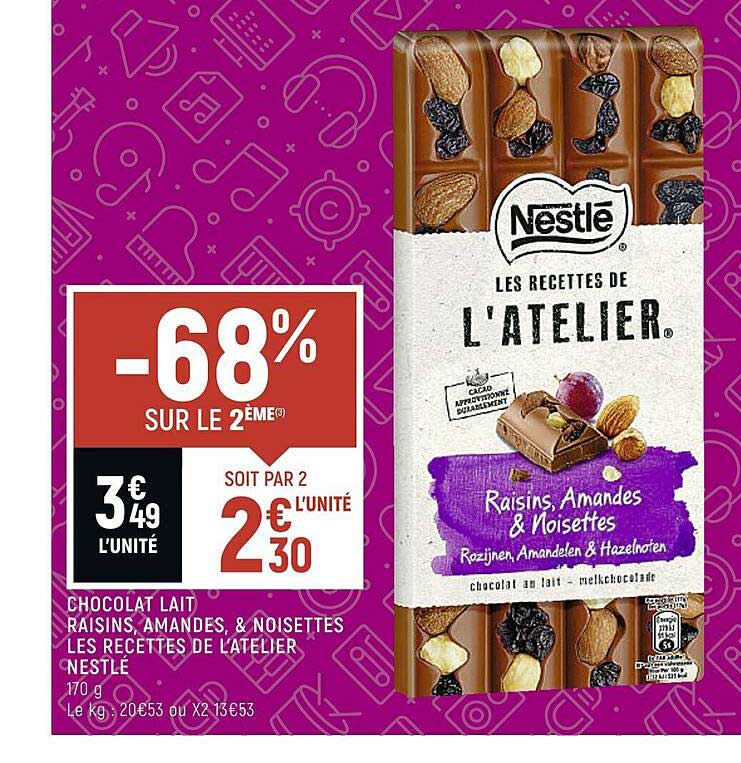 chocolat lait raisins, amandes & noisettes les recettes de l'atelier nestlé