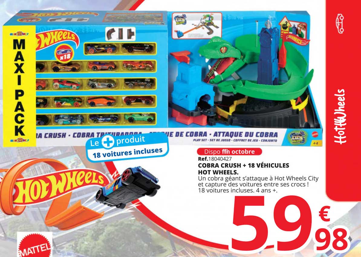 cobra crush + 18 véhicules hot wheels.