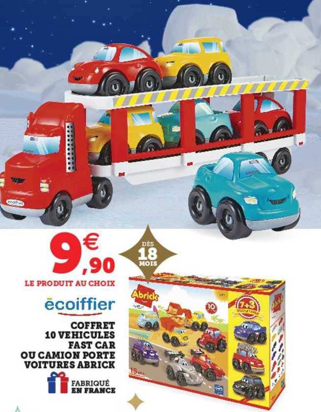 coffret 10 véhicules fast car ou camion porte voitures abrick