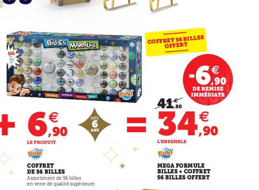 coffret de 56 billes, mega formule billes + coffret 56 billes offert