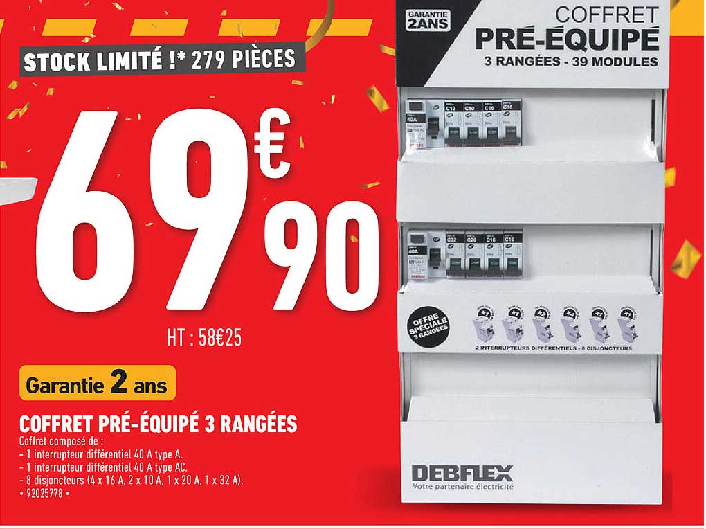 coffret pré-équipé 3 rangées
