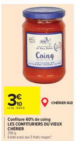 confiture 60% de coing les confituriers du vieux chérier