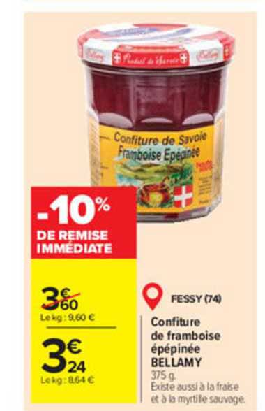 confiture de framboise épépinée bellamy