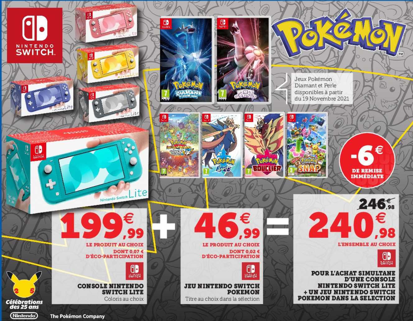 Console Nintendo Switch Lite + Jeu Nintendo Switch Pokémon