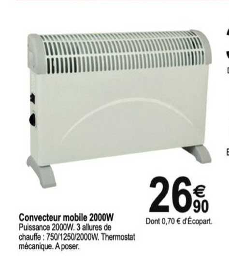 convecteur mobile 2000w