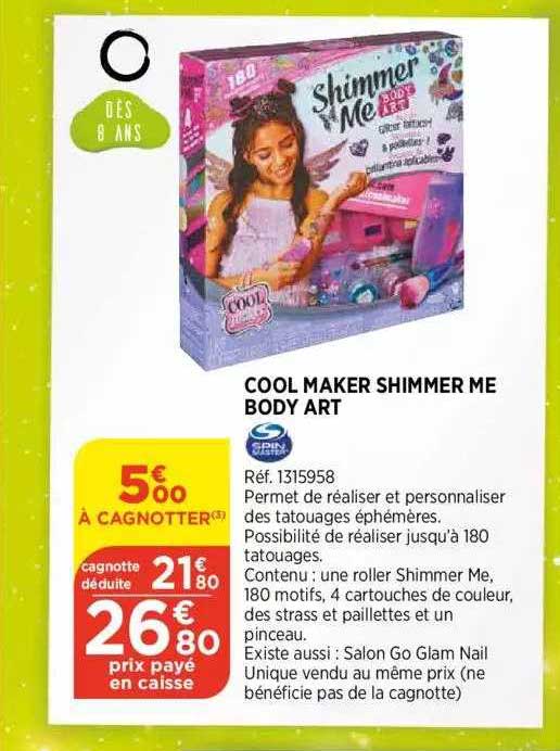 cool maker shimmer me body art