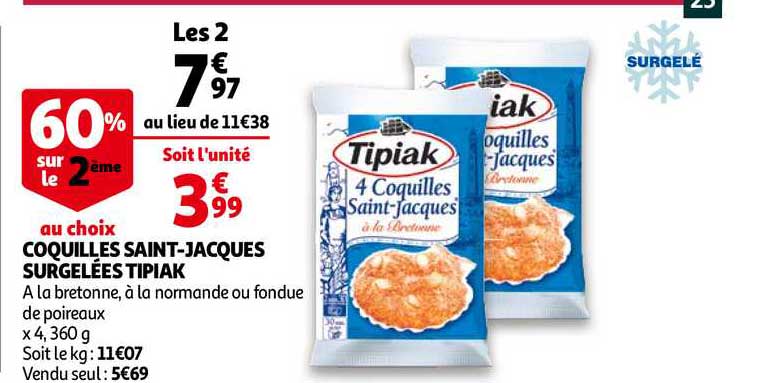 coquilles saint-jacques surgelées tipiak