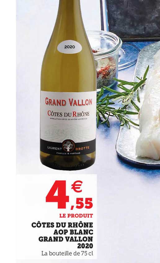 côtes du rhône aop blanc grand vallon 2020