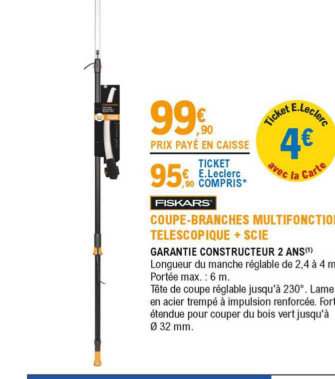 Coupe-branches Multifonction Telescopique + Scie Fiskars
