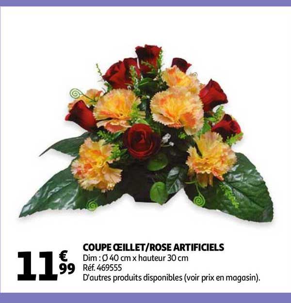coupe œillet-rose artificiels