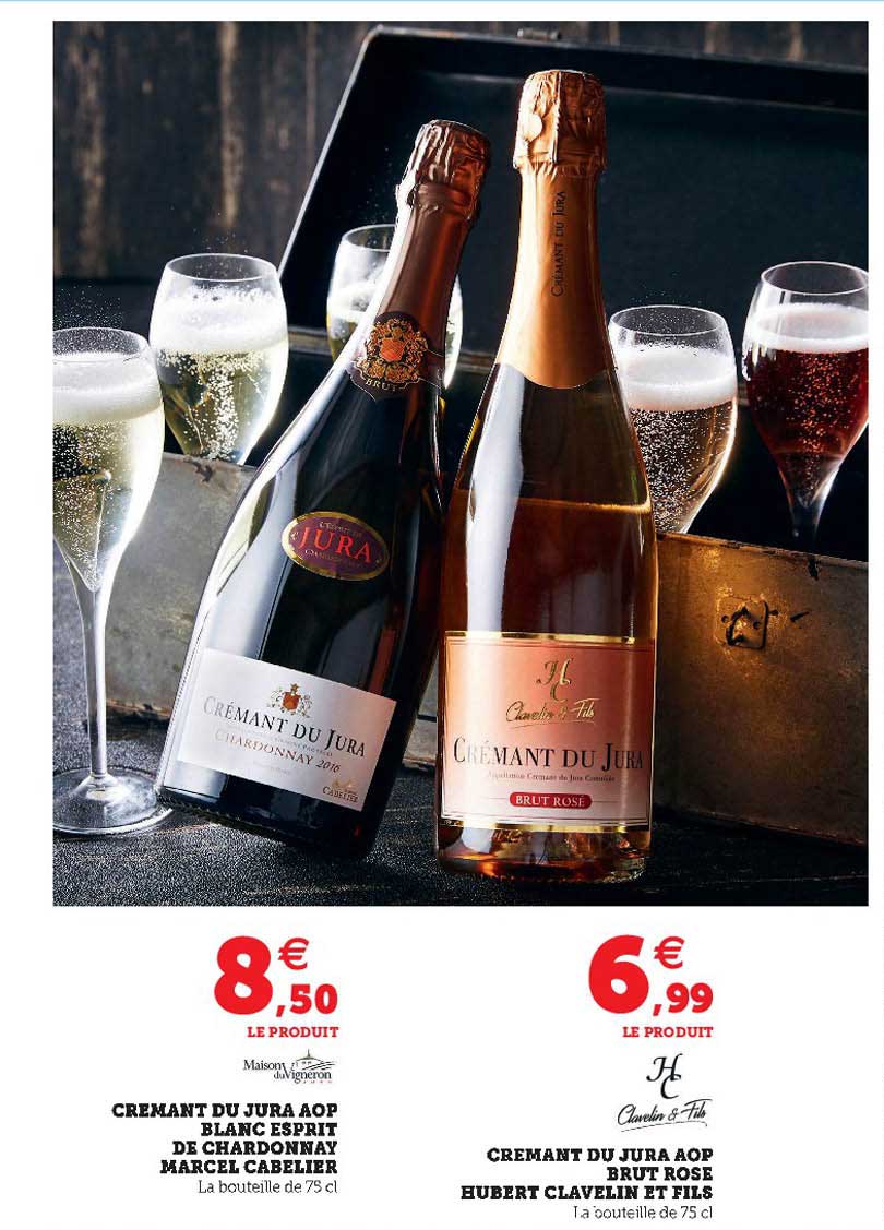 crémant du jura aop blanc esprit de chardonnay marcel cabelier, crémant du jura aop brut rose hubert clavelin et fils