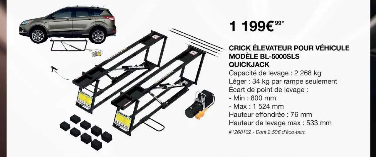 crick élévateur pour véhicule modèle bl-5000sls quickjack