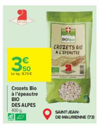 Crozets Bio à L'épeautre Bio Des Alpes