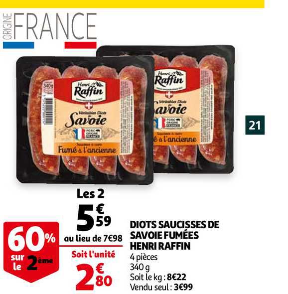 diots saucisses de savoie fumées henri raffin