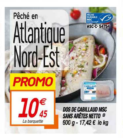 dos de cabillaud msc sans arêtes netto