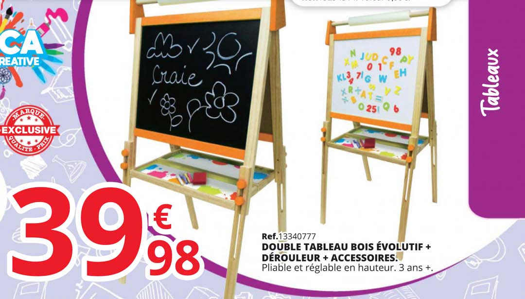 double tableau bois évolutif + dérouleur + accessoires