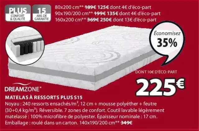 Dreamzone Matelas à Ressort Plus S15