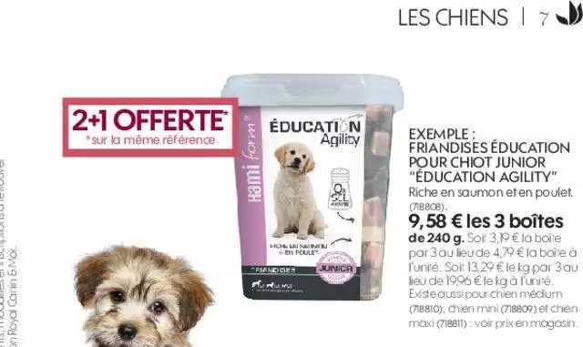 exemple : friandises éducation pour chiot junior "éducation agility"