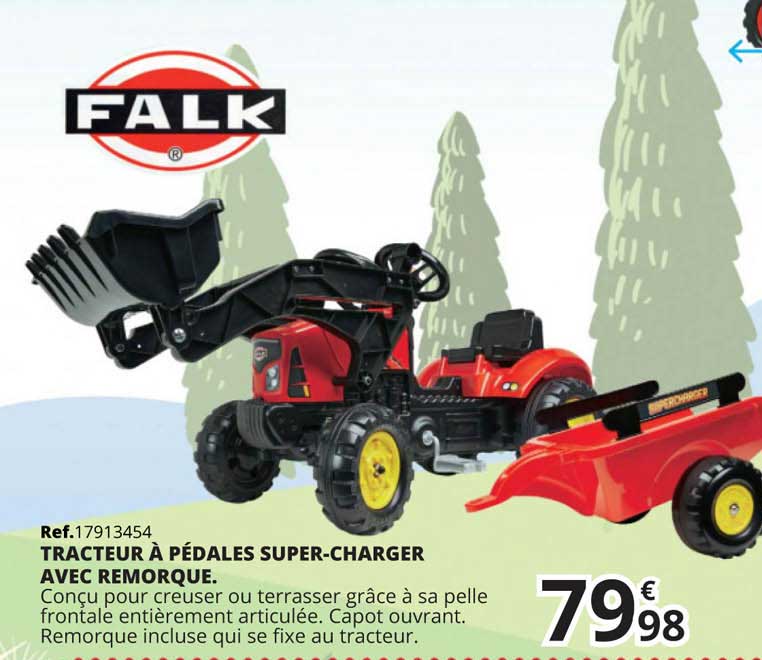 falk tracteur à pédales super-charger avec remorque