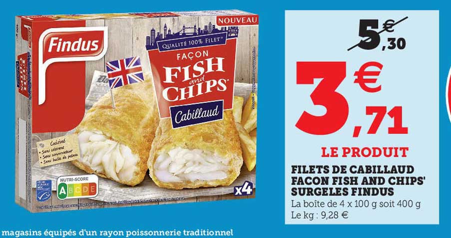 filets de cabillaud façon fish and chips' surgelés findus