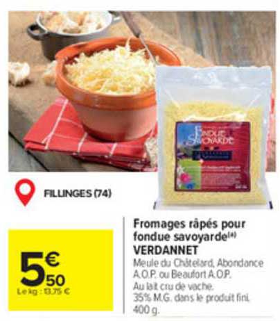 fromages râpés pour fondue savoyarde verdannet