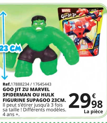 goo jit zu marvel spiderman ou hulk figurine supagoo 23 cm.