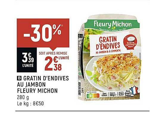 gratin d'endives au jambon fleury michon