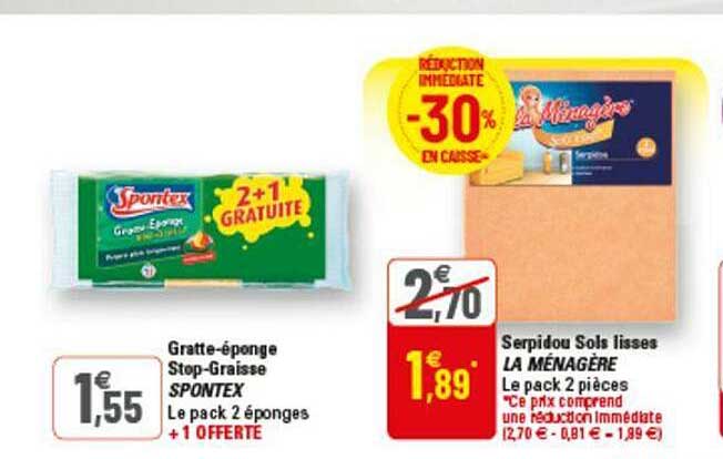 gratte-éponge stop-graisse spontex, serpidou sols lisses la ménagère