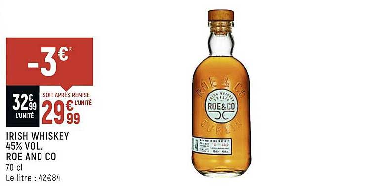 irish whiskey 45% vol. roe and co