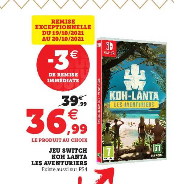 jeu switch koh lanta les aventuriers